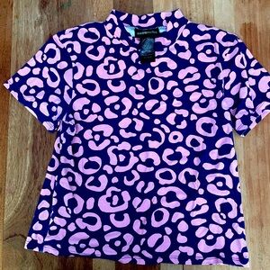 Nooworks Cheetah Mock Neck short sleeve top
